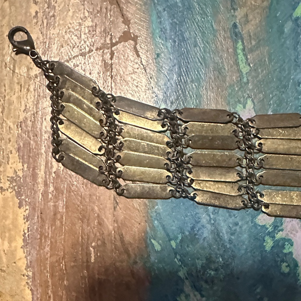 Free People vintage  brass  choker Necklace preowned - Picture 4 of 8